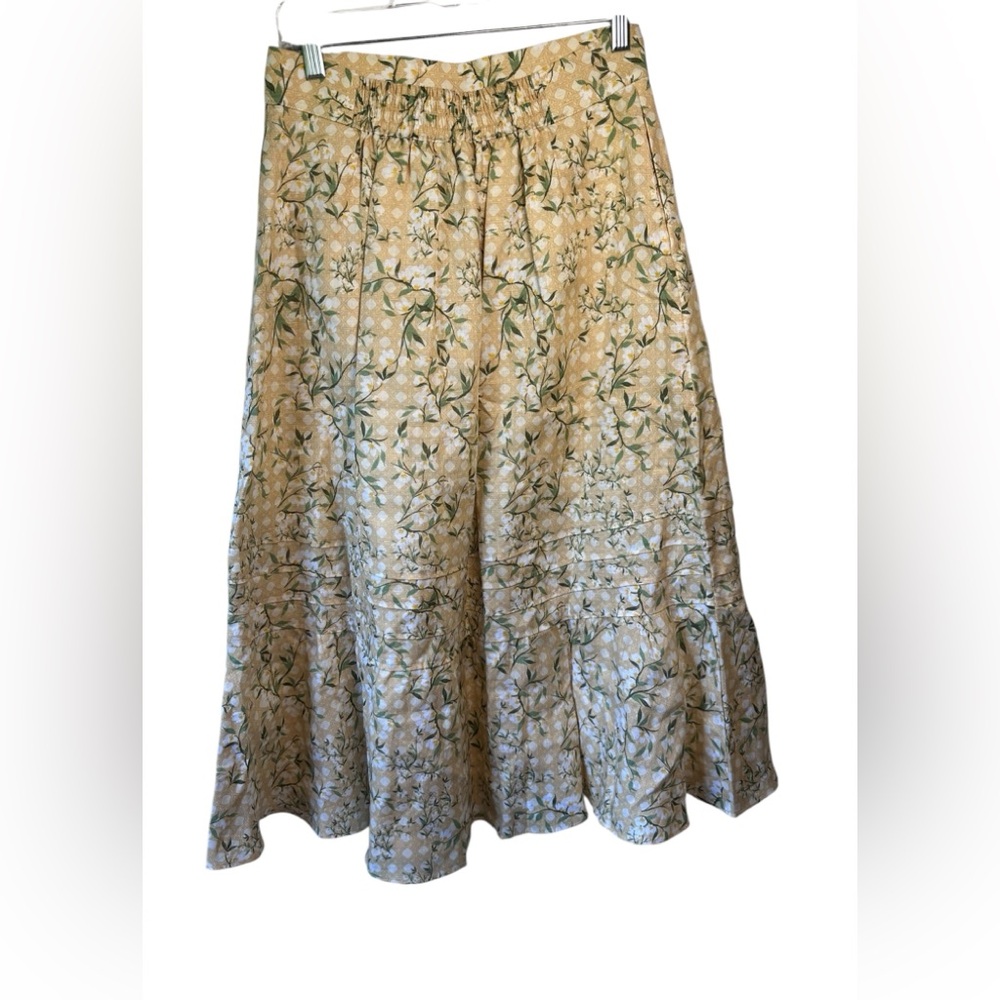 Draper James Floral Midi Skirt in Cream and Green